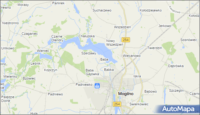 mapa Baba gmina Mogilno, Baba gmina Mogilno na mapie Targeo