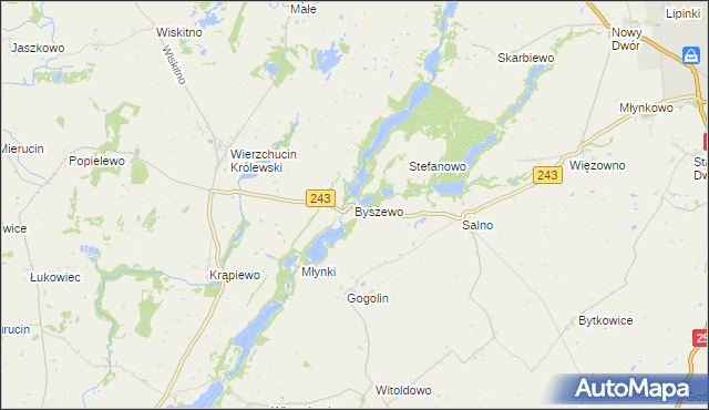 mapa Byszewo gmina Koronowo, Byszewo gmina Koronowo na mapie Targeo