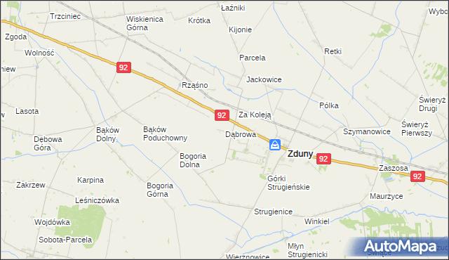 mapa Dąbrowa gmina Zduny, Dąbrowa gmina Zduny na mapie Targeo