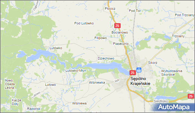 mapa Dziechowo, Dziechowo na mapie Targeo