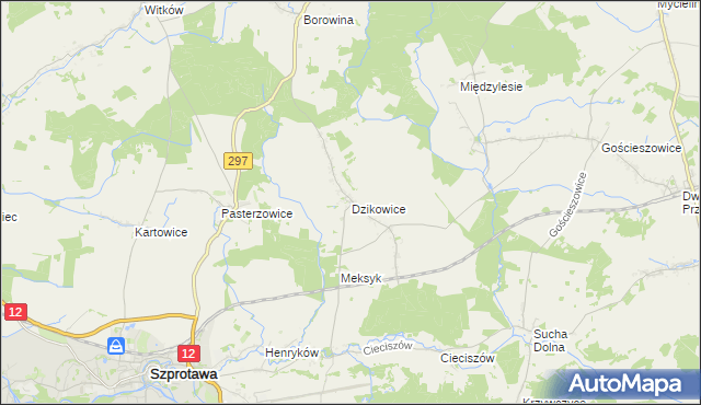 mapa Dzikowice, Dzikowice na mapie Targeo