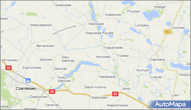 mapa Hornówek gmina Kikół, Hornówek gmina Kikół na mapie Targeo