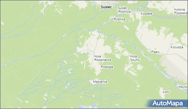 mapa Huta Różaniecka, Huta Różaniecka na mapie Targeo