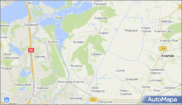 mapa Izabelin gmina Kramsk, Izabelin gmina Kramsk na mapie Targeo