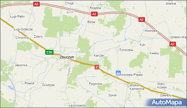 mapa Karcze gmina Zbuczyn, Karcze gmina Zbuczyn na mapie Targeo