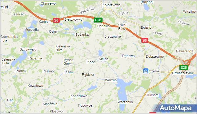 mapa Kielno gmina Szemud, Kielno gmina Szemud na mapie Targeo