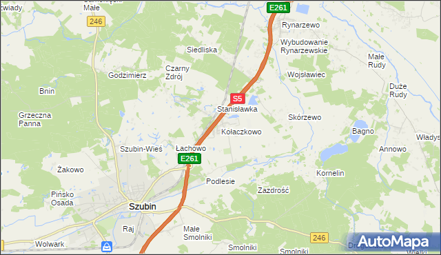 mapa Kołaczkowo gmina Szubin, Kołaczkowo gmina Szubin na mapie Targeo