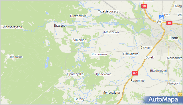 mapa Komorowo gmina Lipno, Komorowo gmina Lipno na mapie Targeo