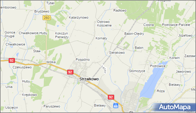 mapa Kornaty-Huby, Kornaty-Huby na mapie Targeo