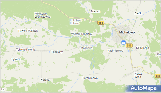 mapa Mościska gmina Michałowo, Mościska gmina Michałowo na mapie Targeo