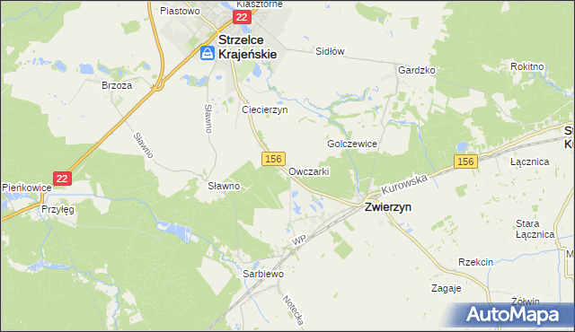 mapa Owczarki gmina Zwierzyn, Owczarki gmina Zwierzyn na mapie Targeo