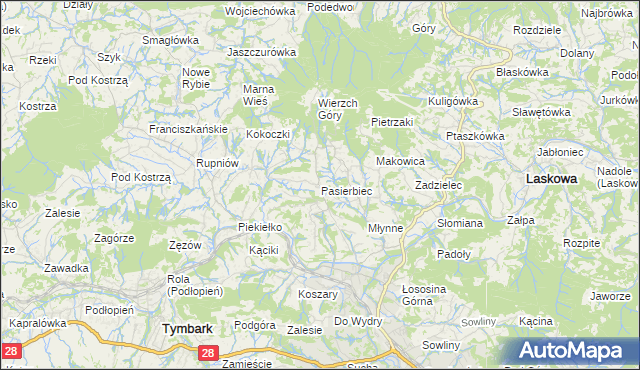 mapa Pasierbiec, Pasierbiec na mapie Targeo