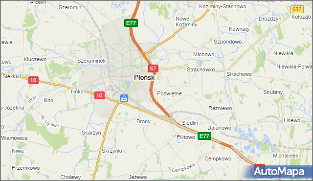 mapa Poświętne gmina Płońsk, Poświętne gmina Płońsk na mapie Targeo