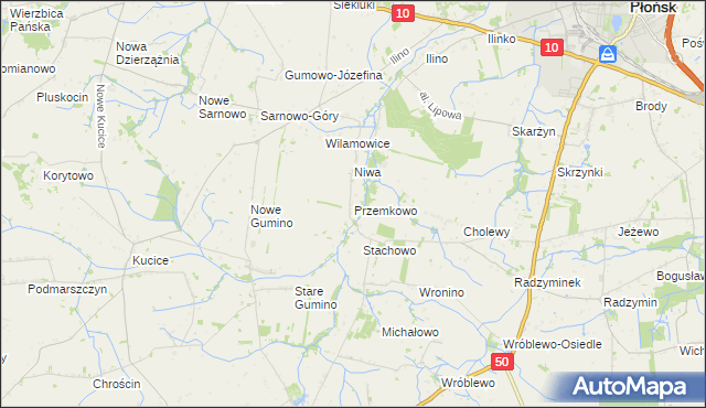 mapa Przemkowo gmina Dzierzążnia, Przemkowo gmina Dzierzążnia na mapie Targeo