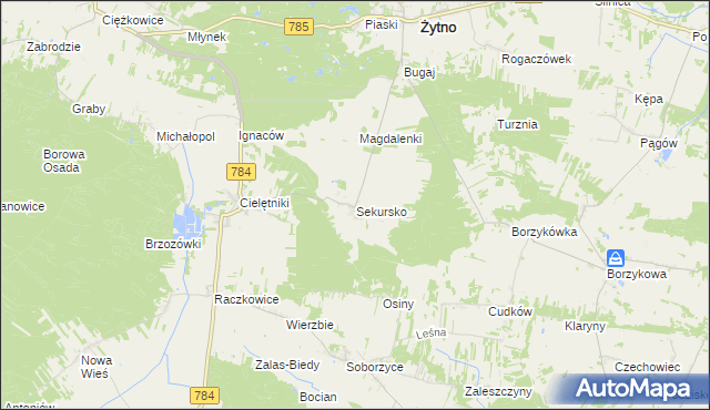 mapa Sekursko, Sekursko na mapie Targeo