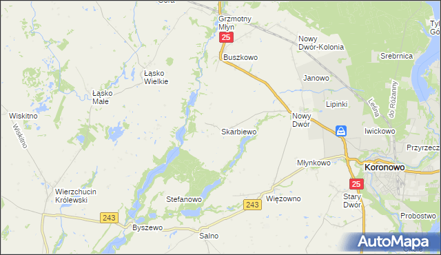 mapa Skarbiewo, Skarbiewo na mapie Targeo
