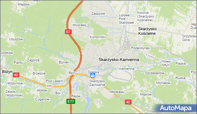 mapa Skarżysko-Kamienna, Skarżysko-Kamienna na mapie Targeo