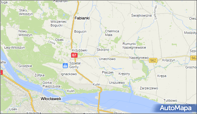 mapa Uniechowo, Uniechowo na mapie Targeo