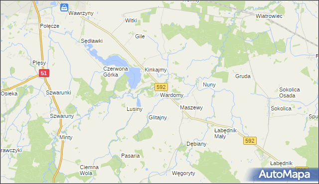 mapa Wardomy, Wardomy na mapie Targeo