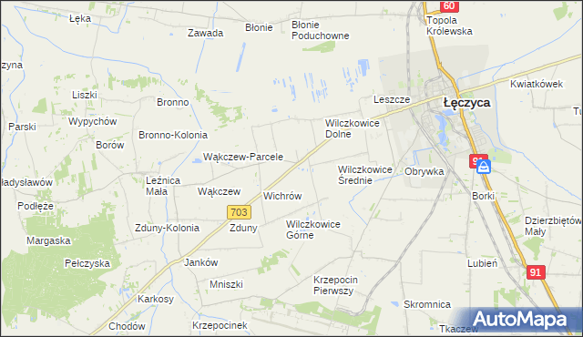 mapa Wilczkowice nad Szosą, Wilczkowice nad Szosą na mapie Targeo