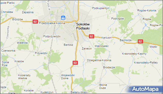 mapa Żanecin, Żanecin na mapie Targeo