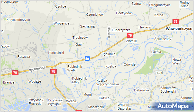 mapa Zofipole gmina Igołomia-Wawrzeńczyce, Zofipole gmina Igołomia-Wawrzeńczyce na mapie Targeo