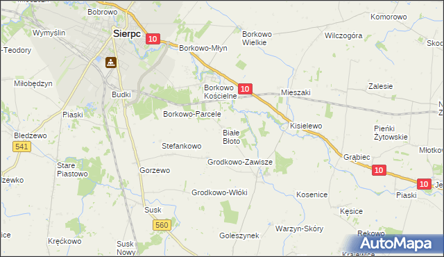 mapa Białe Błoto gmina Sierpc, Białe Błoto gmina Sierpc na mapie Targeo