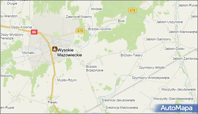 mapa Brzóski Stare, Brzóski Stare na mapie Targeo