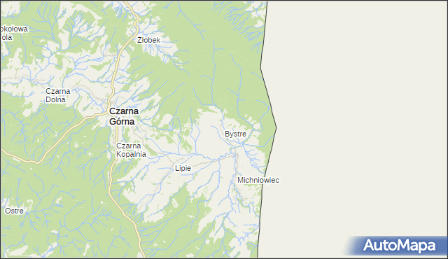 mapa Bystre gmina Czarna, Bystre gmina Czarna na mapie Targeo