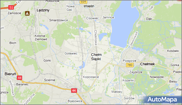 mapa Chełm Śląski, Chełm Śląski na mapie Targeo