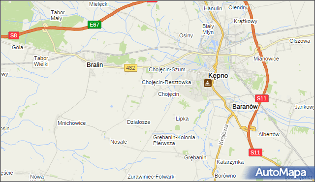 mapa Chojęcin, Chojęcin na mapie Targeo