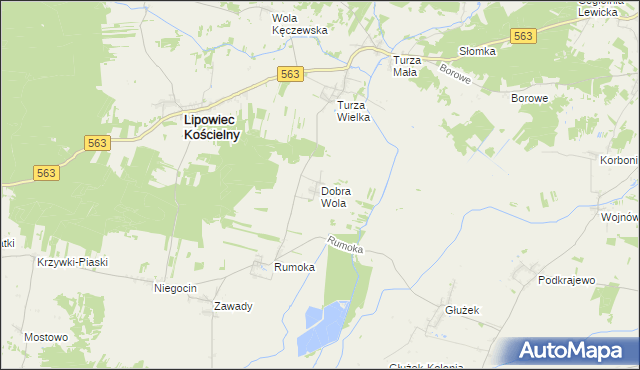mapa Dobra Wola gmina Lipowiec Kościelny, Dobra Wola gmina Lipowiec Kościelny na mapie Targeo
