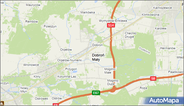 mapa Dobroń Mały, Dobroń Mały na mapie Targeo