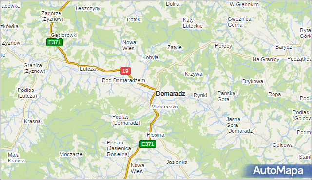 mapa Domaradz powiat brzozowski, Domaradz powiat brzozowski na mapie Targeo