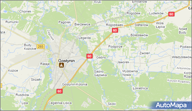 mapa Gaśno, Gaśno na mapie Targeo