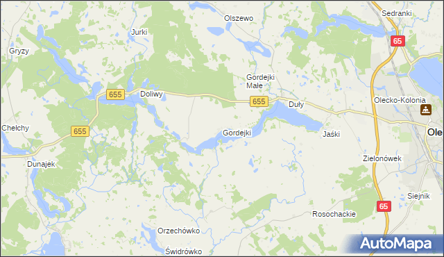 mapa Gordejki, Gordejki na mapie Targeo