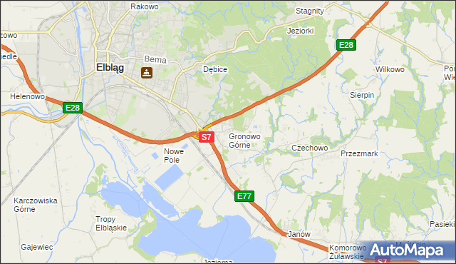 mapa Gronowo Górne, Gronowo Górne na mapie Targeo