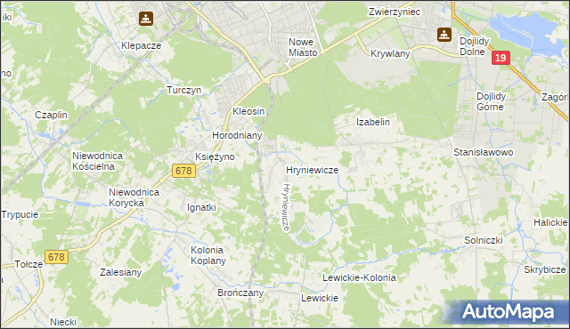 mapa Hryniewicze, Hryniewicze na mapie Targeo