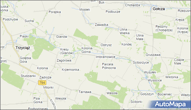 mapa Imbramowice gmina Trzyciąż, Imbramowice gmina Trzyciąż na mapie Targeo