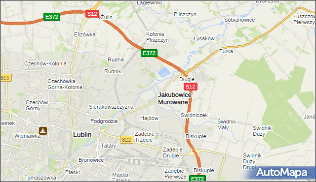 mapa Jakubowice Murowane, Jakubowice Murowane na mapie Targeo