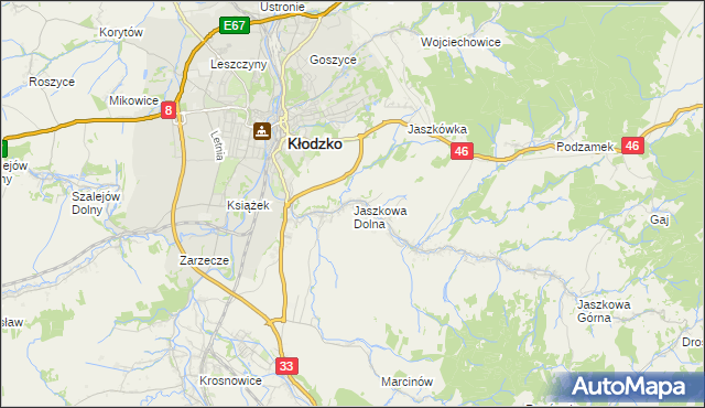 mapa Jaszkowa Dolna, Jaszkowa Dolna na mapie Targeo