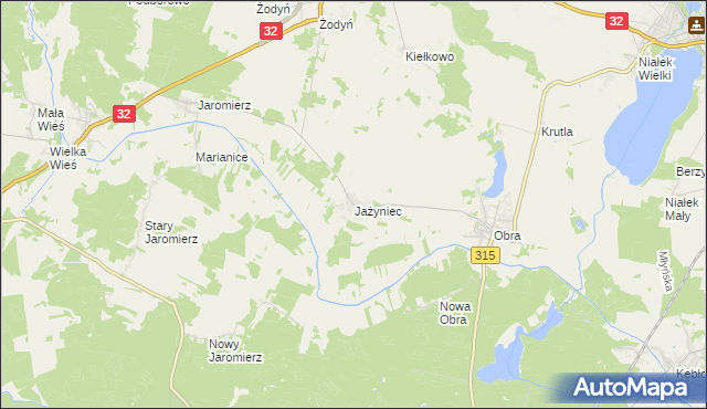 mapa Jażyniec, Jażyniec na mapie Targeo