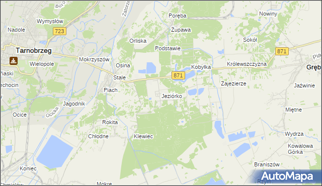 mapa Jeziórko gmina Grębów, Jeziórko gmina Grębów na mapie Targeo