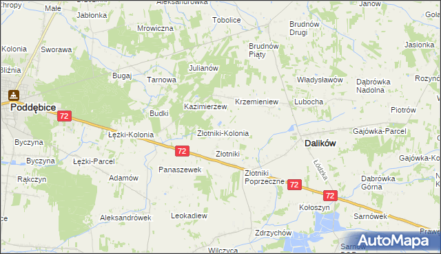 mapa Kazimierzów gmina Dalików, Kazimierzów gmina Dalików na mapie Targeo