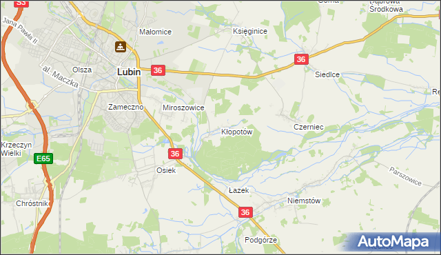 mapa Kłopotów gmina Lubin, Kłopotów gmina Lubin na mapie Targeo