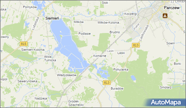 mapa Komarne, Komarne na mapie Targeo