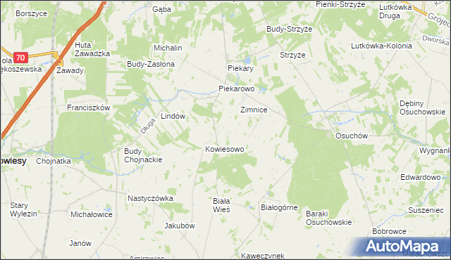 mapa Kowiesy gmina Mszczonów, Kowiesy gmina Mszczonów na mapie Targeo