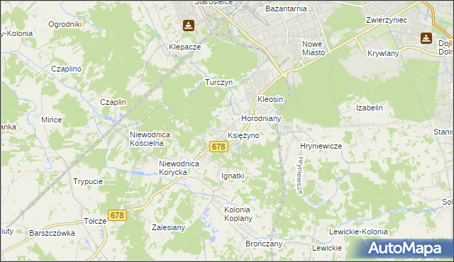 mapa Księżyno, Księżyno na mapie Targeo