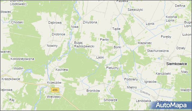 mapa Laski gmina Siemkowice, Laski gmina Siemkowice na mapie Targeo