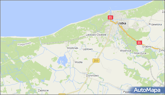 mapa Lędowo gmina Ustka, Lędowo gmina Ustka na mapie Targeo